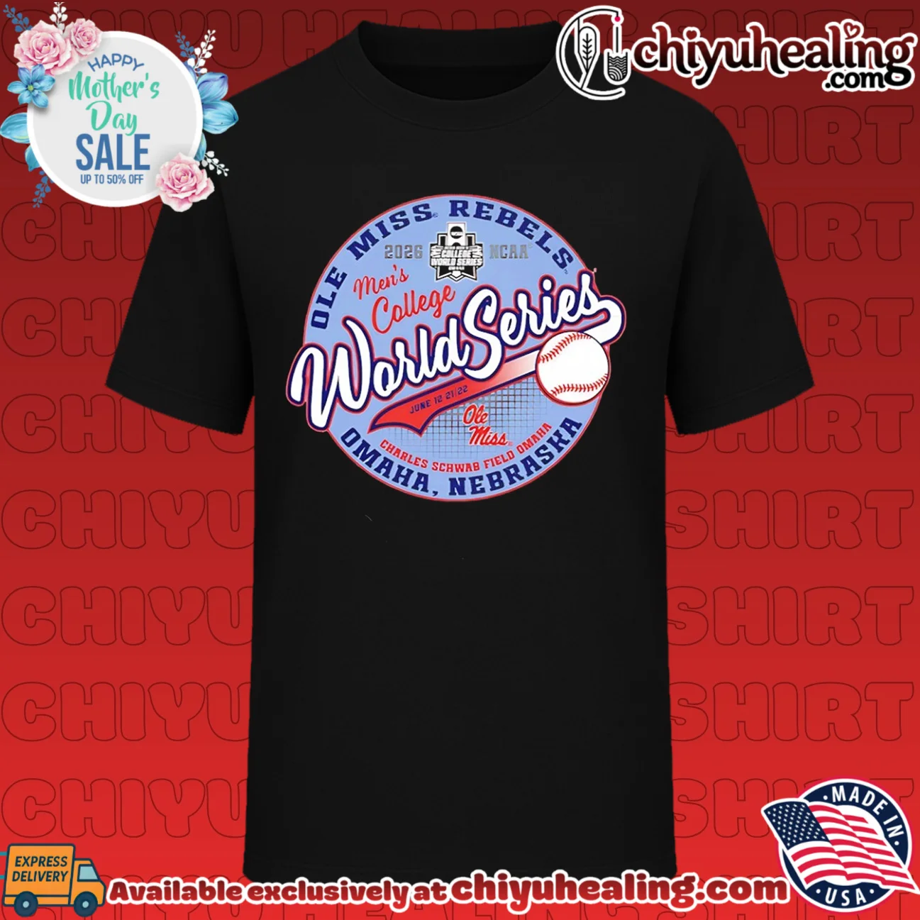 Ole Miss Rebels Baseball 2026 College World Series logo shirt
