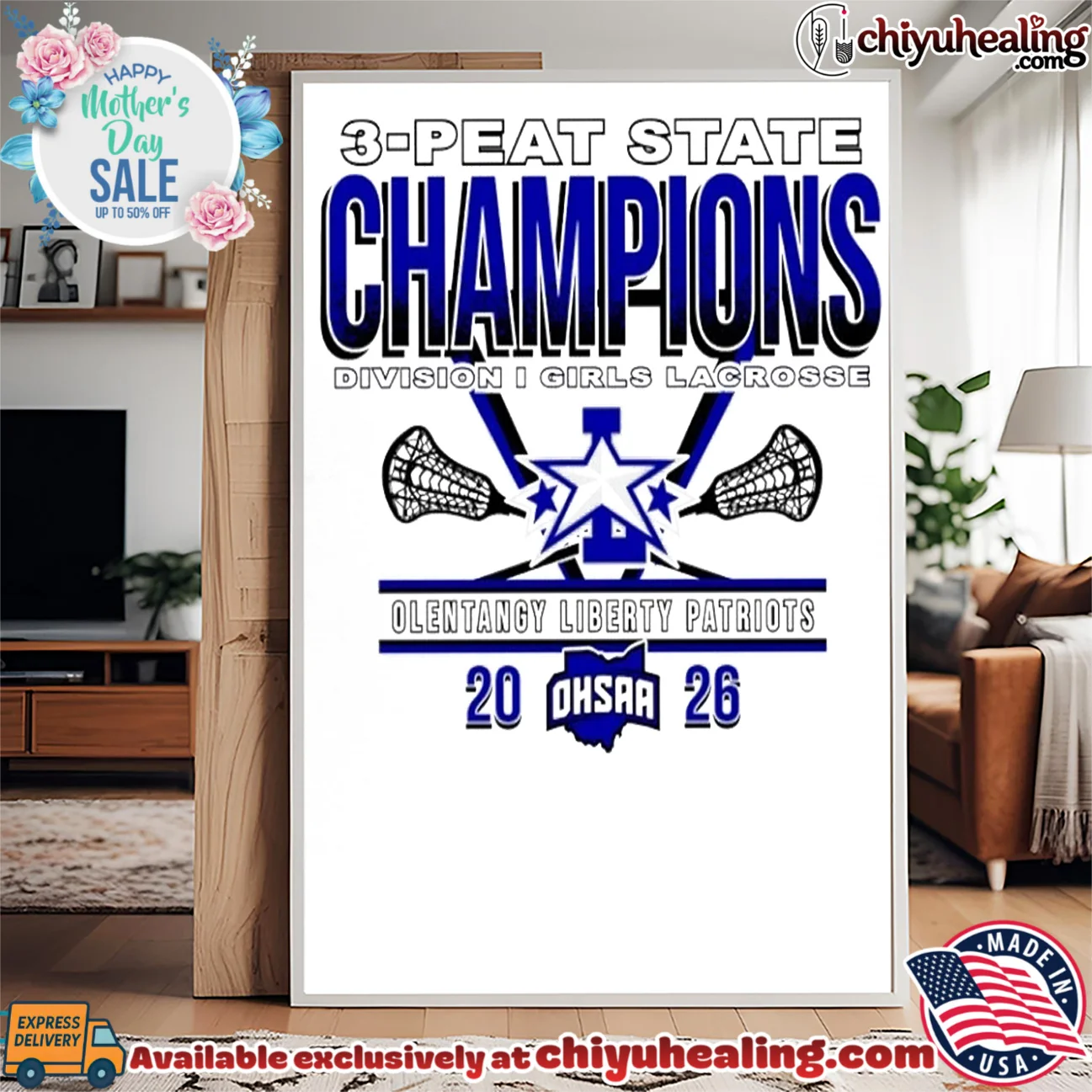 Olentangy Liberty Patriots 2026 OHSAA Girls Lacrosse D1 3-Peat State Champions shirt classic shirt & hoodie | Modern Street Style Olentangy Liberty Patriots 2026 OHSAA Girls Lacrosse D1 3-Peat State Champions shirt