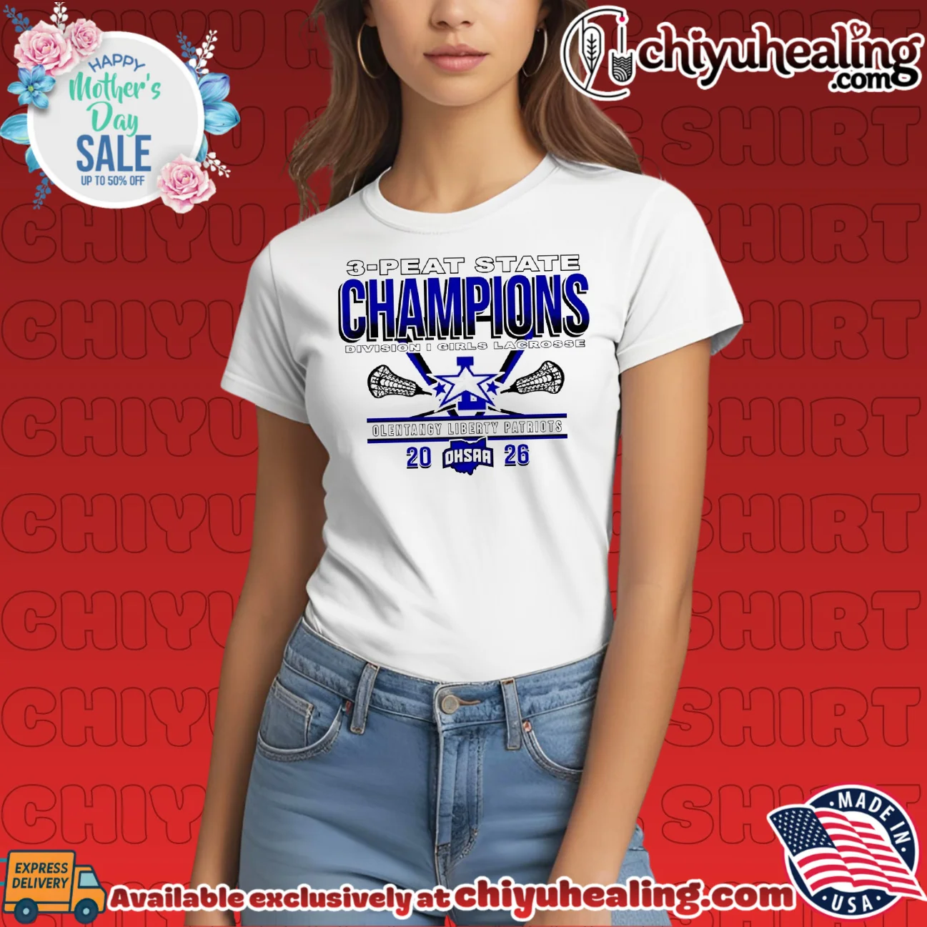 Olentangy Liberty Patriots 2026 OHSAA Girls Lacrosse D1 3-Peat State Champions shirt classic shirt & hoodie | Modern Street Style Olentangy Liberty Patriots 2026 OHSAA Girls Lacrosse D1 3-Peat State Champions shirt