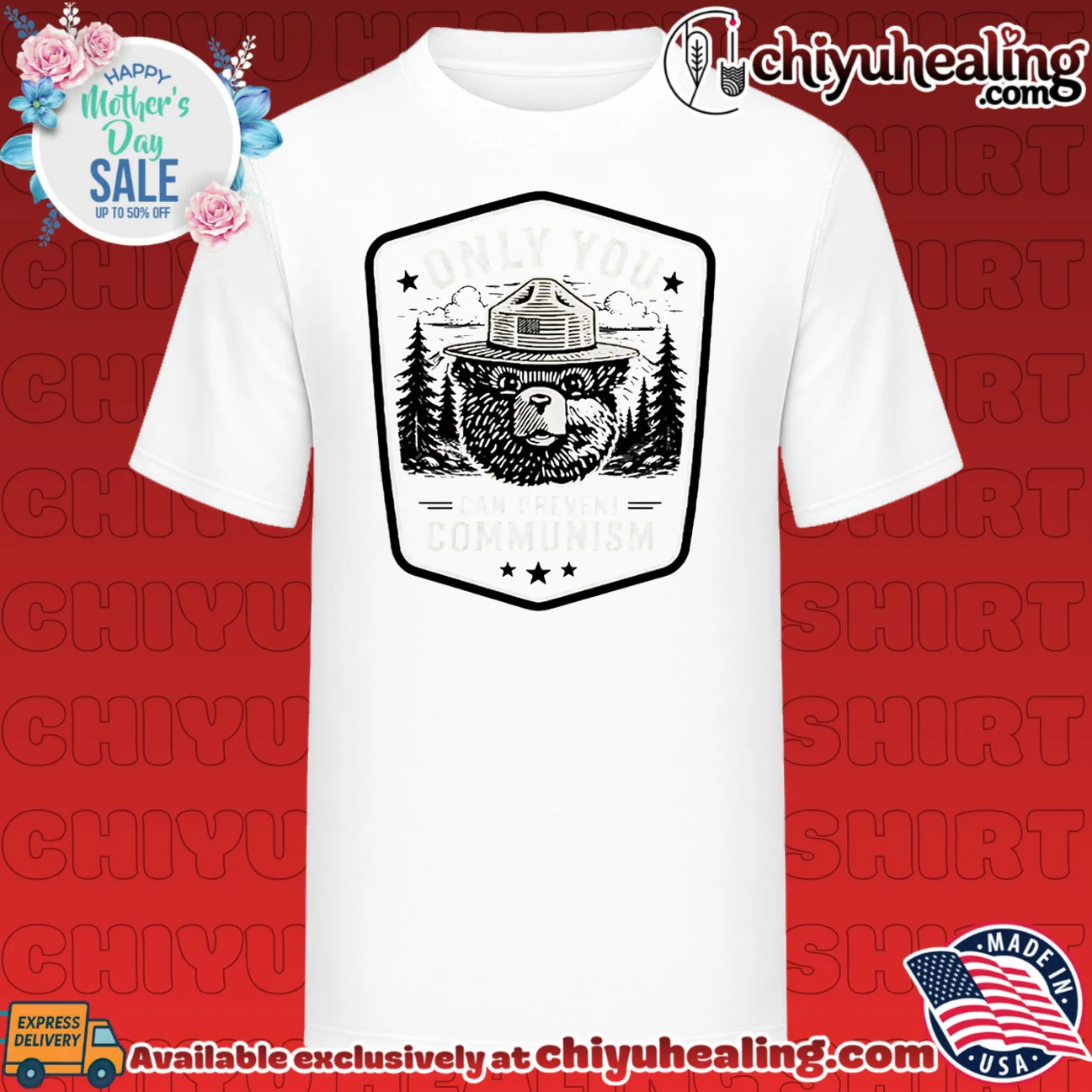 Only You Can Prevent Communism Badge Smokey Bear parody shirt & hoodie
