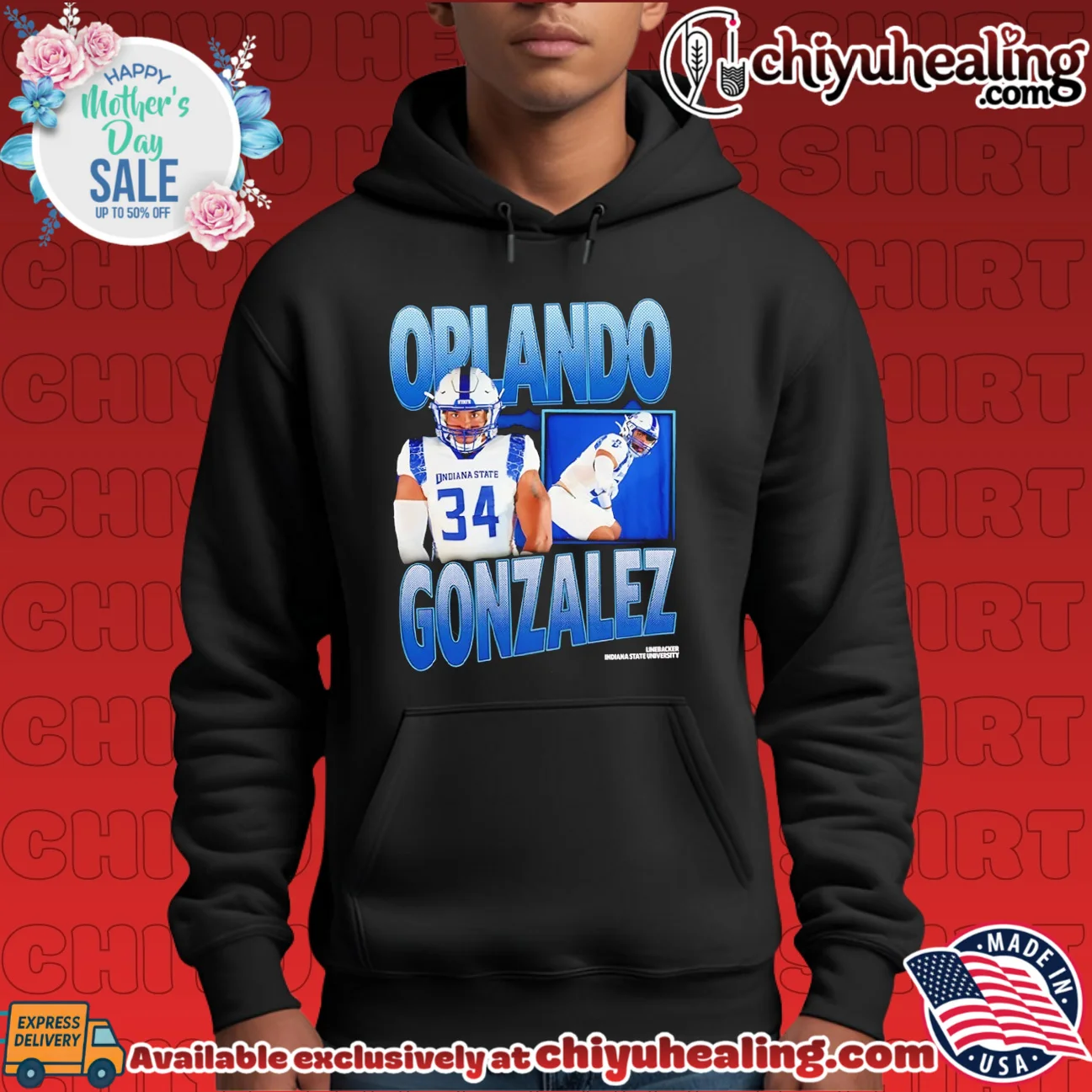 Orlando Gonzalez Indiana State University Linebacker shirt & hoodie Orlando Gonzalez Indiana State University Linebacker shirt & hoodie