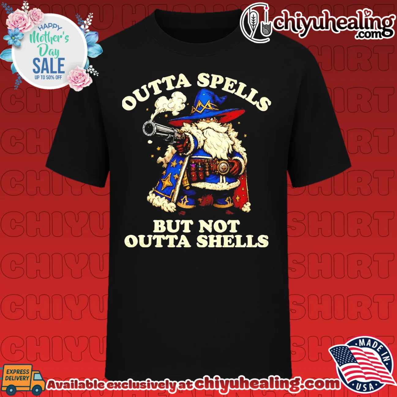 Outta Spells but Not Outta Shells Wizard with Shotgun shirt & hoodie