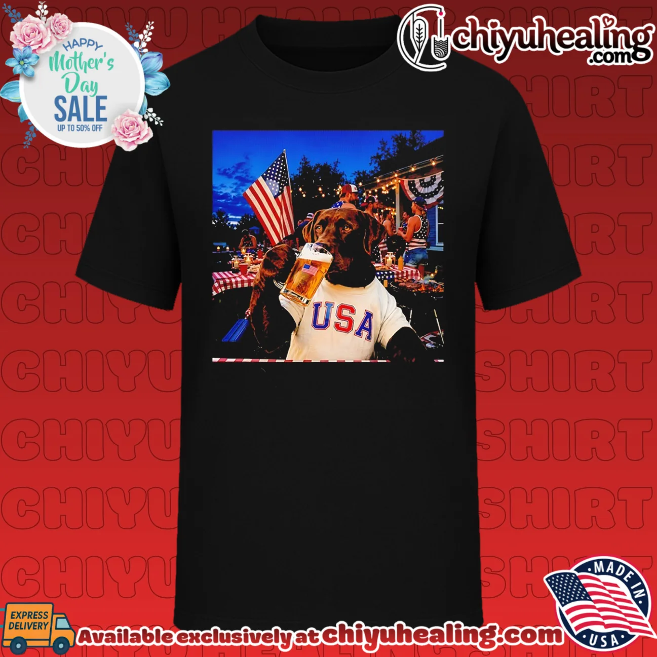 Patriotic Chocolate Lab Drinking Beer 4th Of July Dog shirt & hoodie