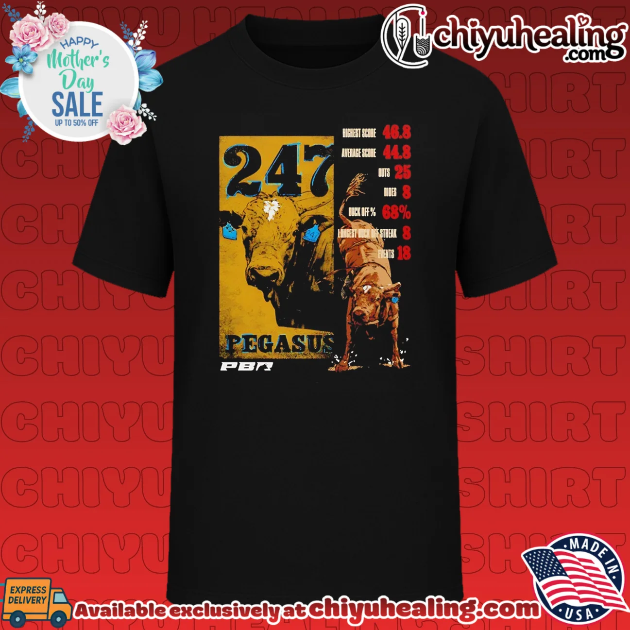 Pegasus PBR Career Stats Bull Riding Rodeo shirt & hoodie