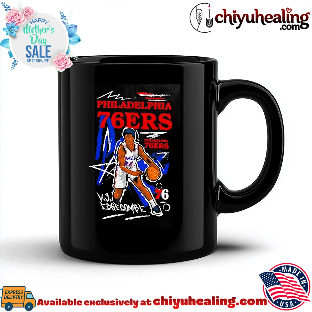 Philadelphia 76ers VJ Edgecombe comic style authentic shirt & hoodie | 2026 Edition Drop Philadelphia 76ers VJ Edgecombe comic style