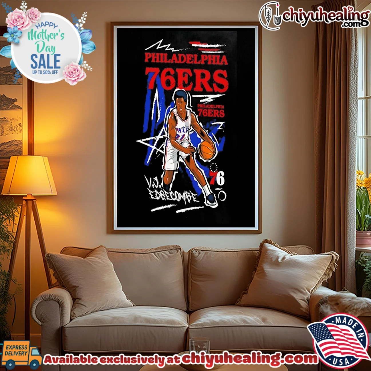 Philadelphia 76ers VJ Edgecombe comic style authentic shirt & hoodie | 2026 Edition Drop Philadelphia 76ers VJ Edgecombe comic style