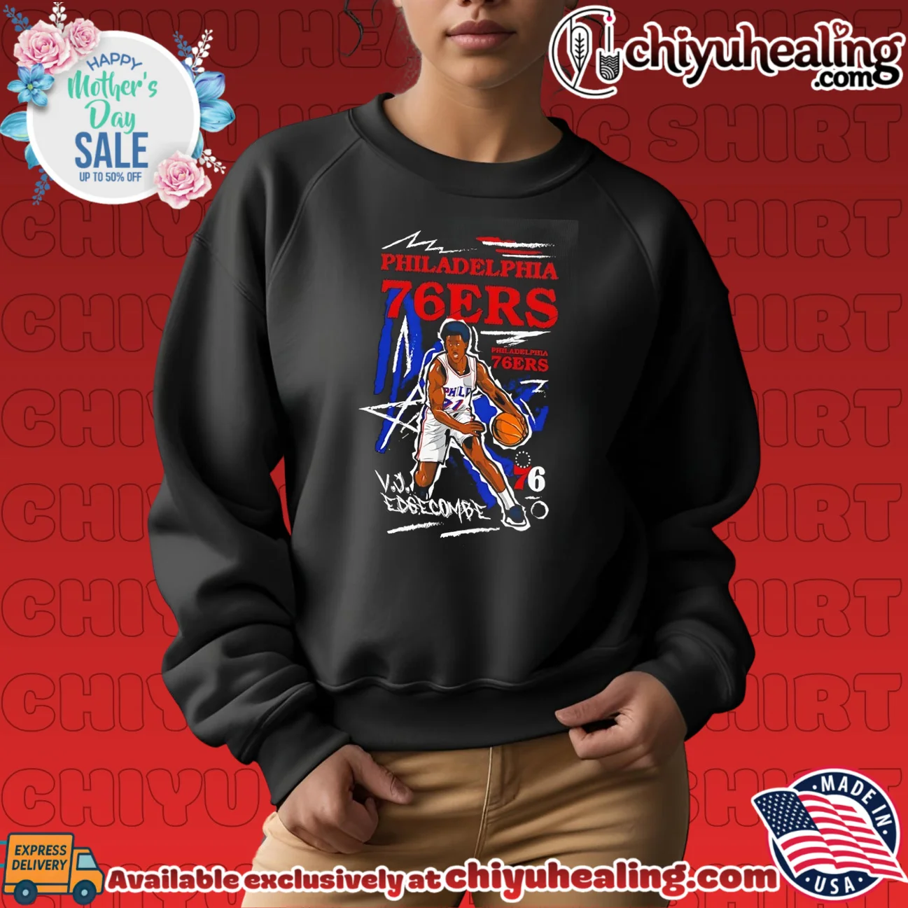 Philadelphia 76ers VJ Edgecombe comic style authentic shirt & hoodie | 2026 Edition Drop Philadelphia 76ers VJ Edgecombe comic style
