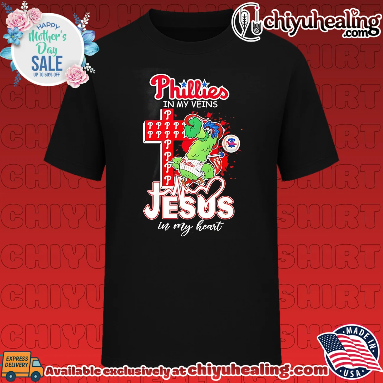 Philadelphia Phillies Jesus in my heart Phillie Phanatic mascot cross