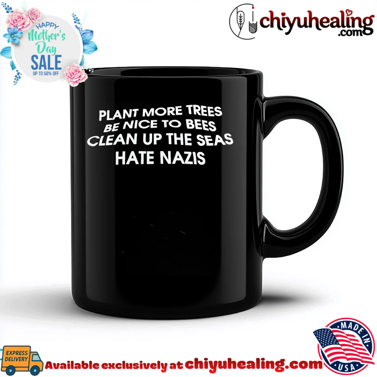 Plant more trees be nice to bees clean up the seas hate nazis limited shirt & hoodie | Aesthetic Apparel Plant more trees be nice to bees clean up the seas hate nazis