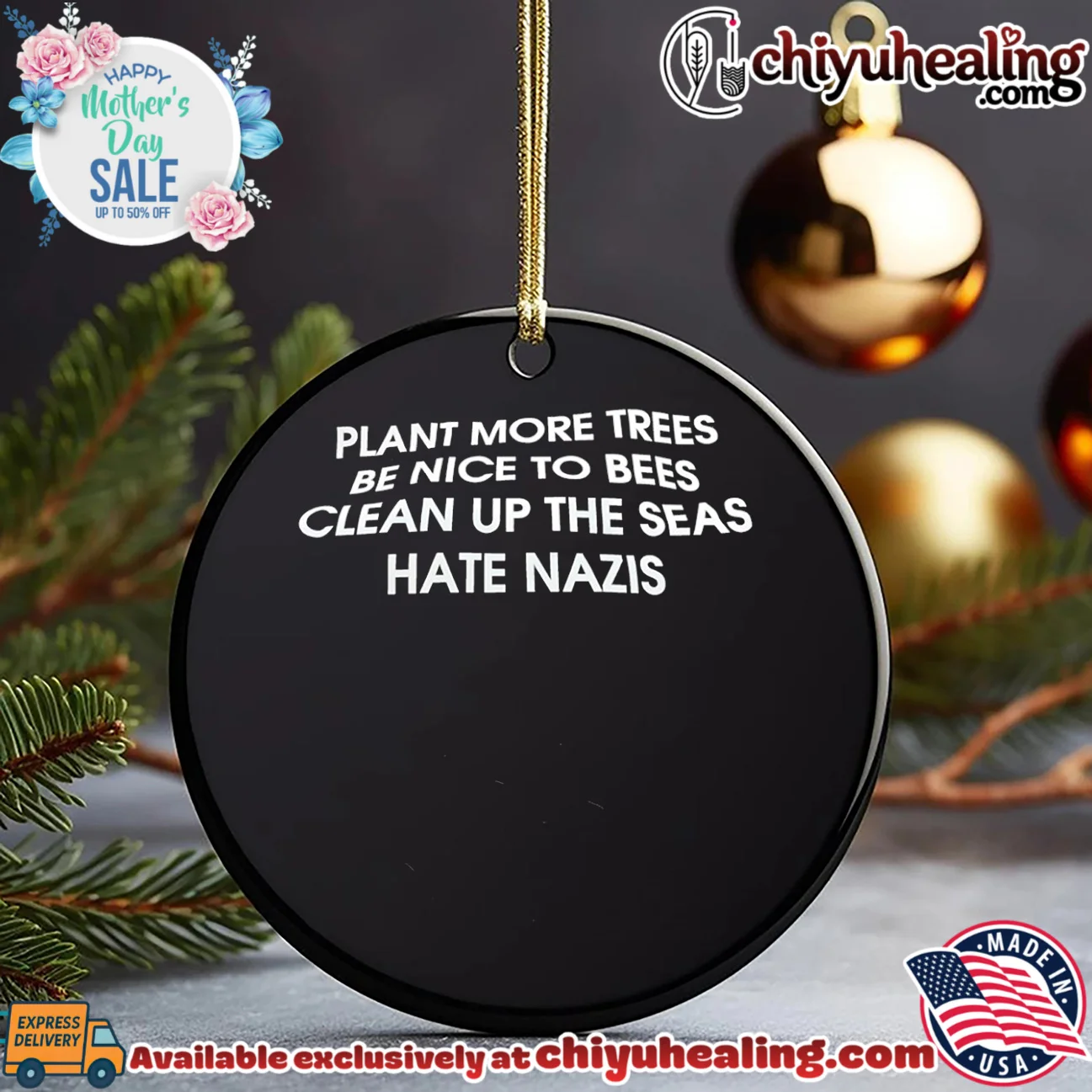 Plant more trees be nice to bees clean up the seas hate nazis limited shirt & hoodie | Aesthetic Apparel Plant more trees be nice to bees clean up the seas hate nazis