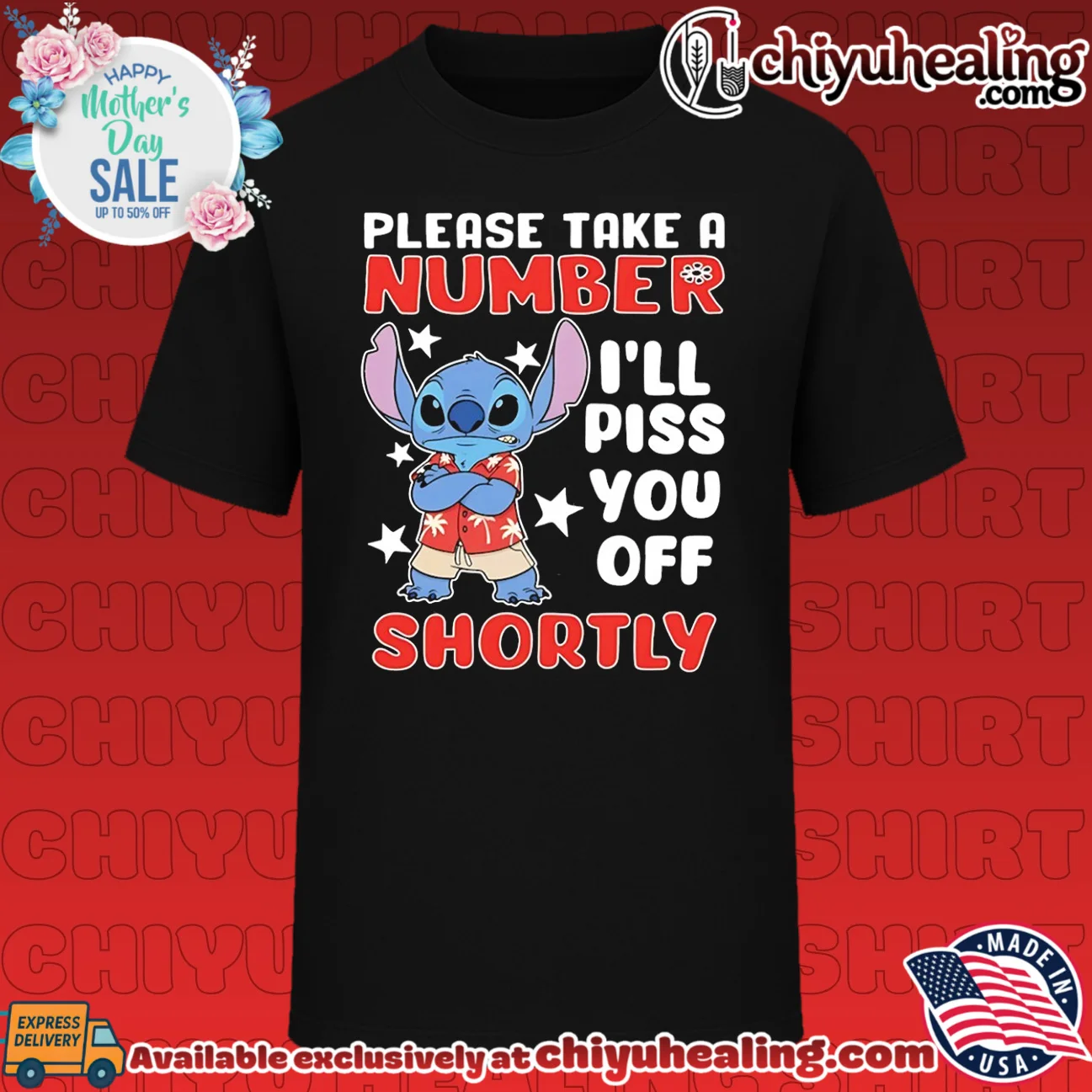 Please take a number I'll piss you off shortly Stitch