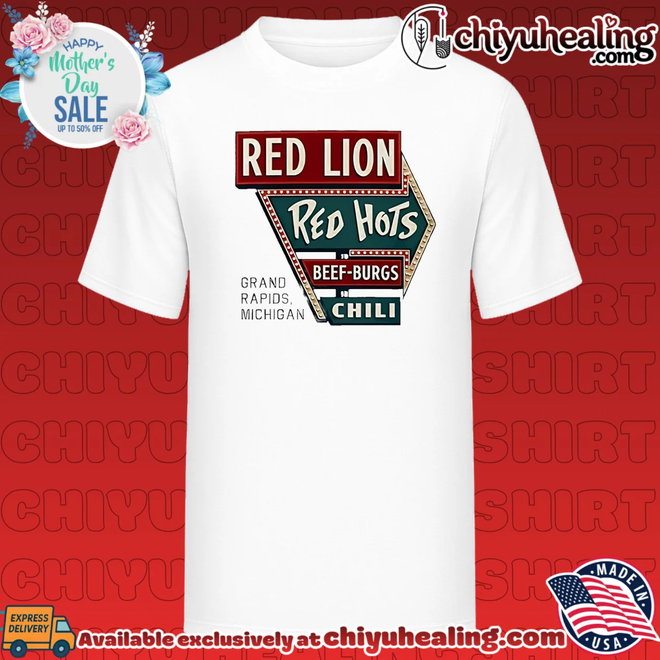 Red Lion Red Hots restaurant based in Grand Rapids Michigan graphic