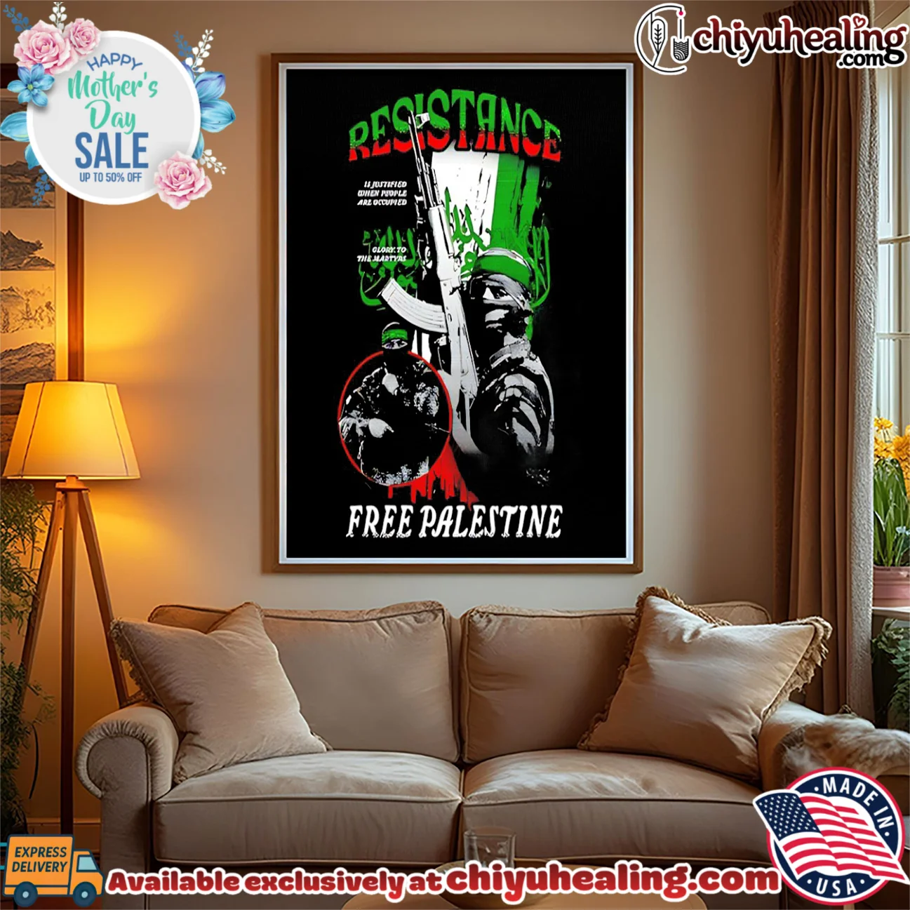 Resistance free Palestine soldier holding gun illustrated shirt signature shirt & hoodie | Limited Stock Edition Resistance free Palestine soldier holding gun illustrated shirt