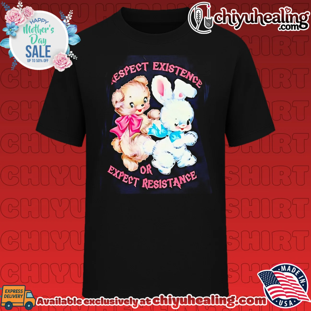 Respect existence or expect resistance cartoon bear and bunny