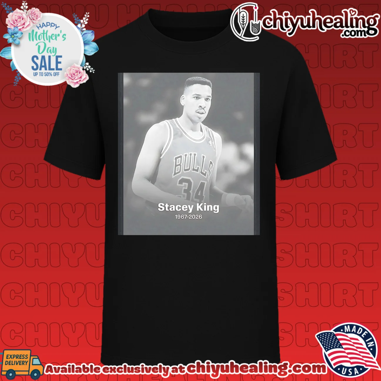 RIP Chicago Bull Stacey King 1967 2026 number 34 player shirt