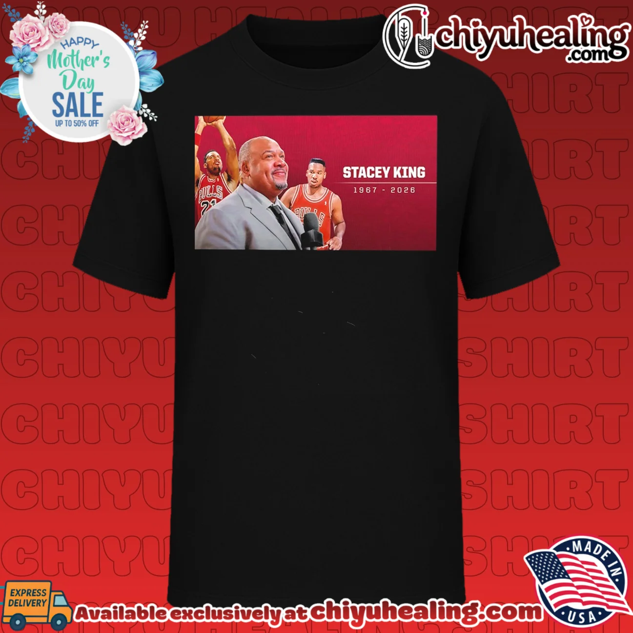 Rip Chicago Bulls Stacey King 1967-2026 tribute poster shirt