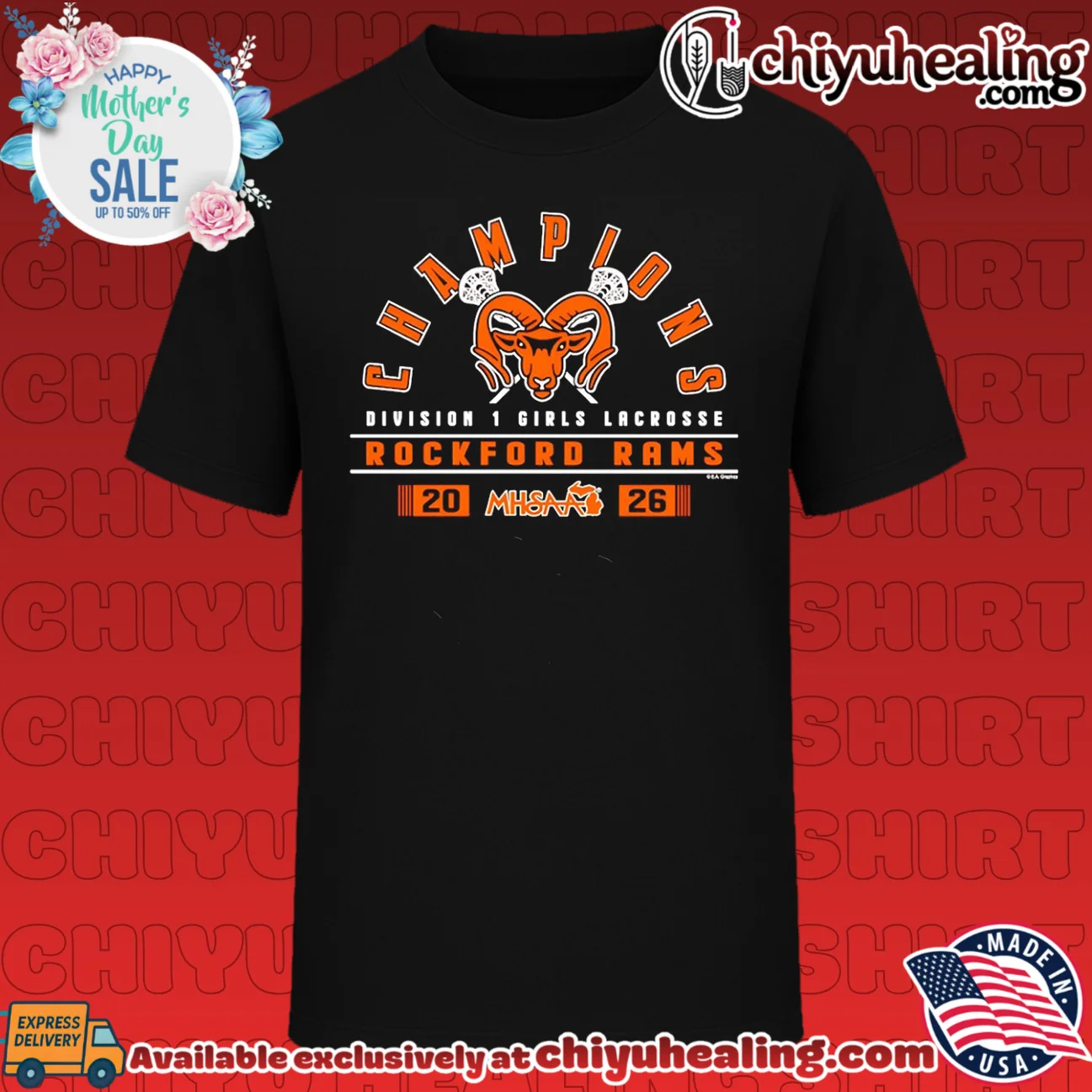 Rockford Rams 2026 MHSAA Girls Lacrosse D1 Champions logo