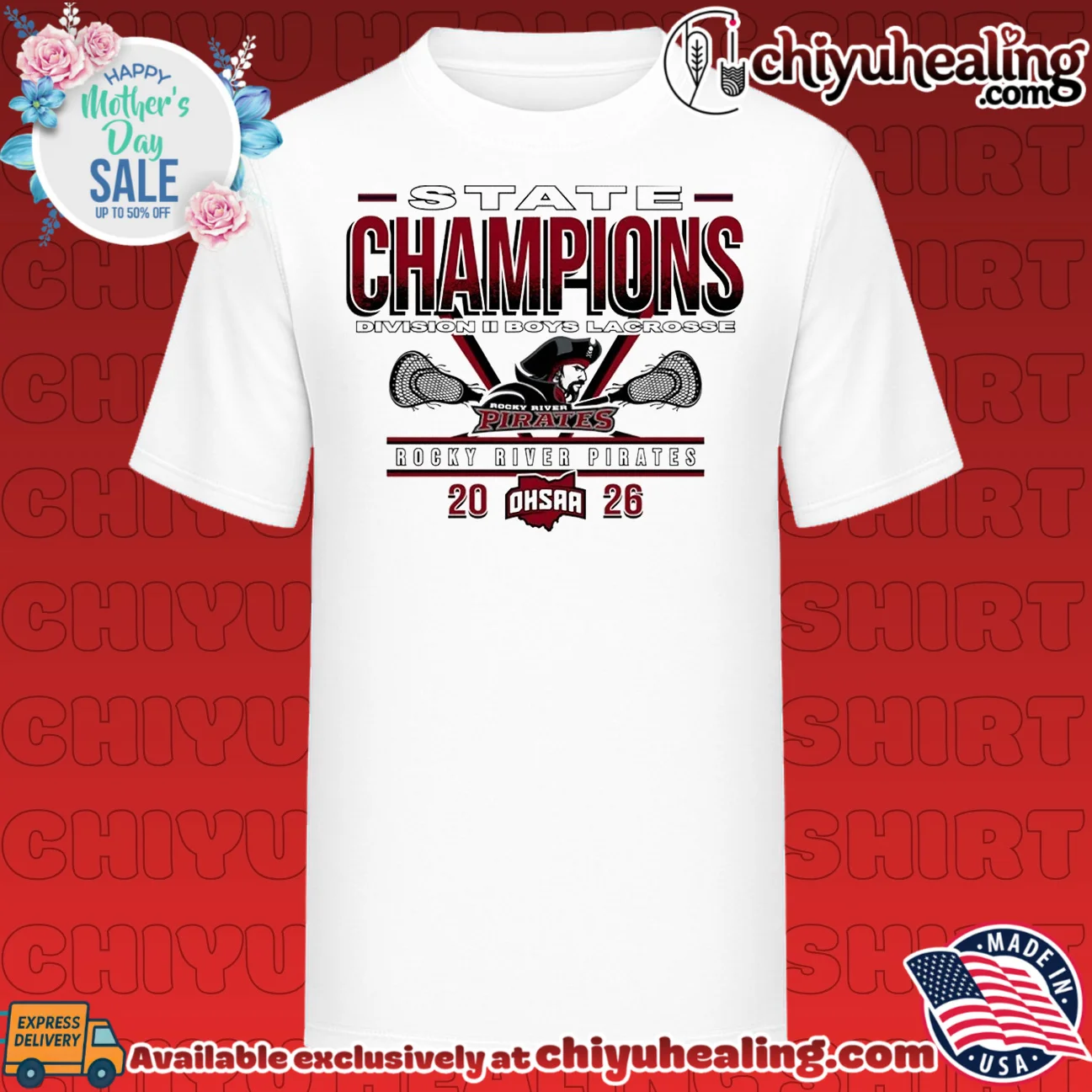 Rocky River Pirates 2026 OHSAA Boys Lacrosse D2 State Champions shirt