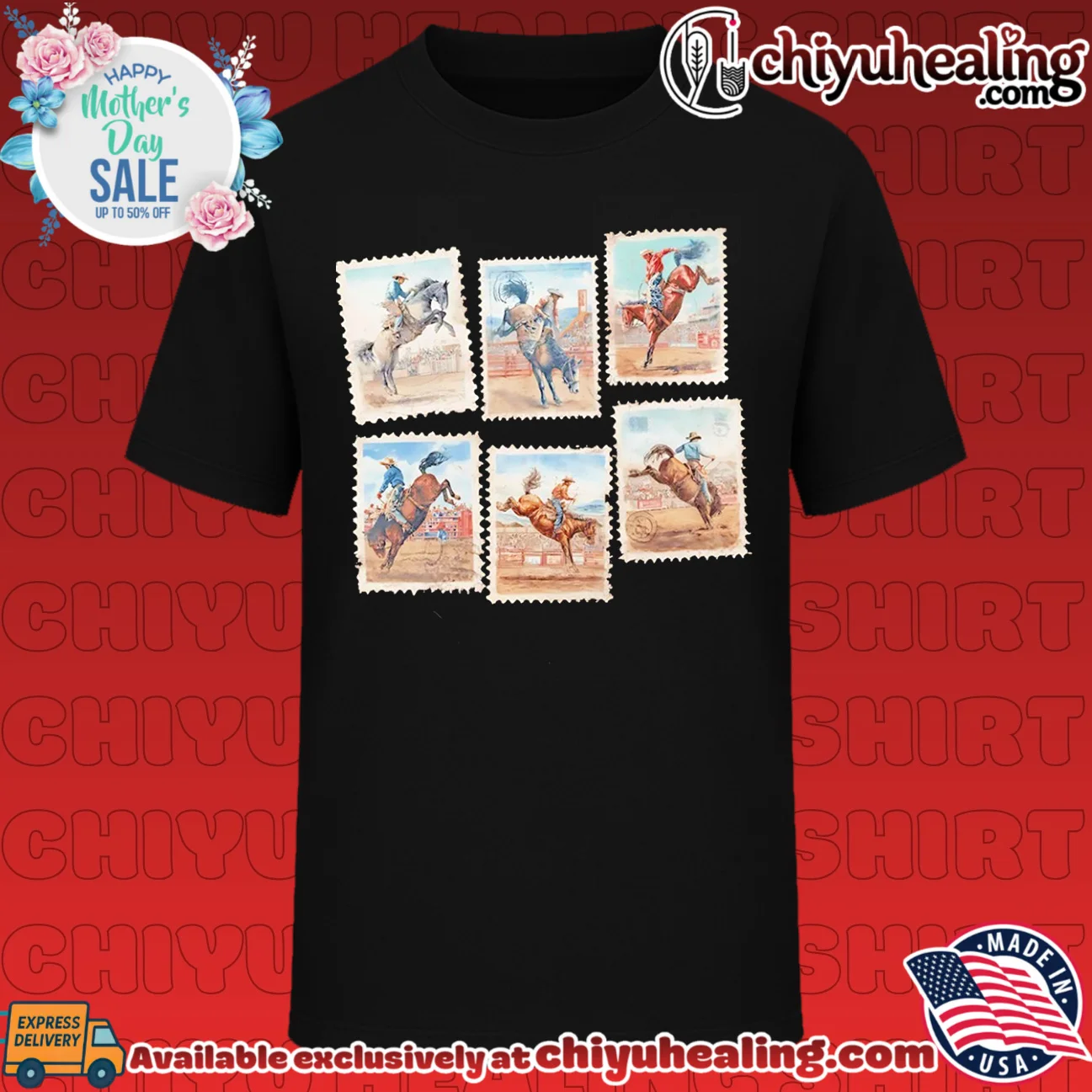 Rodeo Stamp Bucking Horse Cowboy Alien