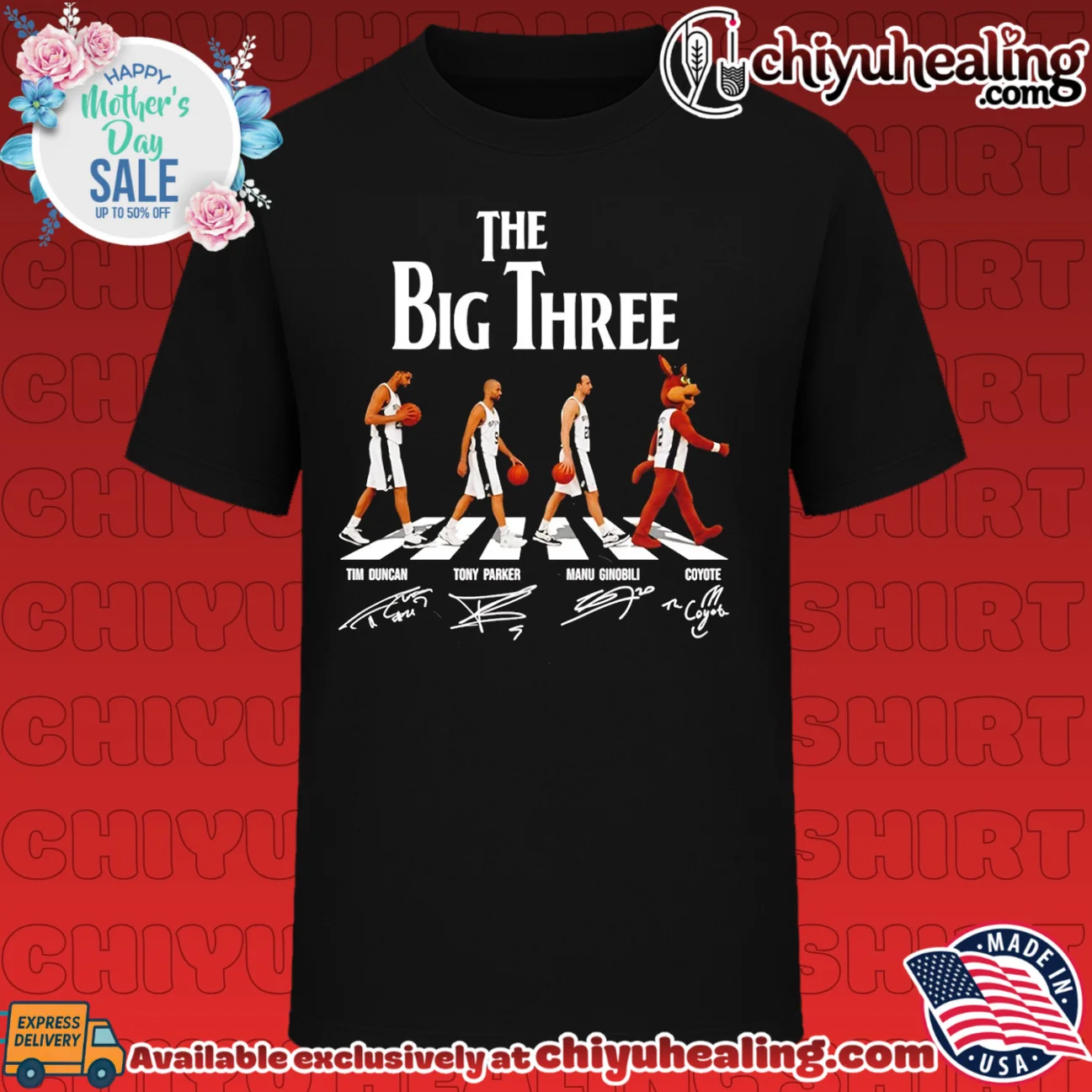 SA Spurs The Big Three Tim Duncan Tony Parker Manu Ginobili and The Coyote shirt & hoodie