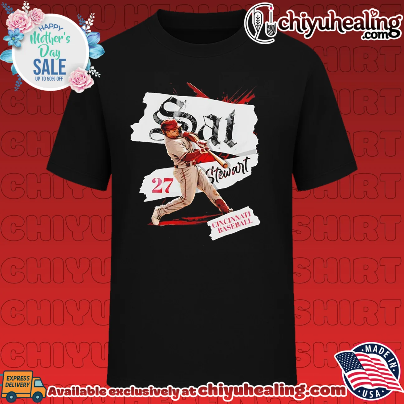 Sal Stewart Cincinnati Baseball 27 MLB Player Name shirt & hoodie