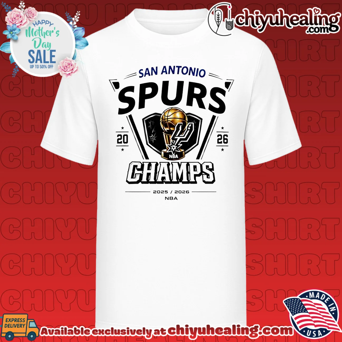 San Antonio Spurs 2026 NBA Champions White Logo