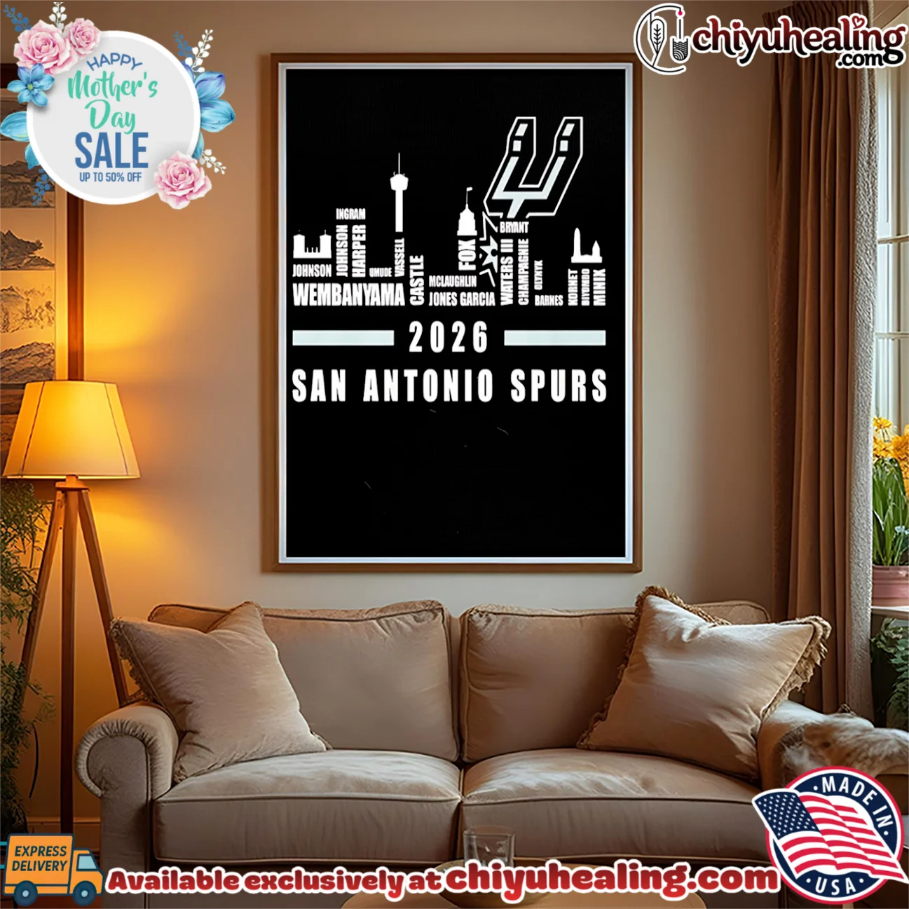 San Antonio Spurs 2026 players name skyline essential shirt & hoodie - The Fan Collection San Antonio Spurs 2026 players name skyline