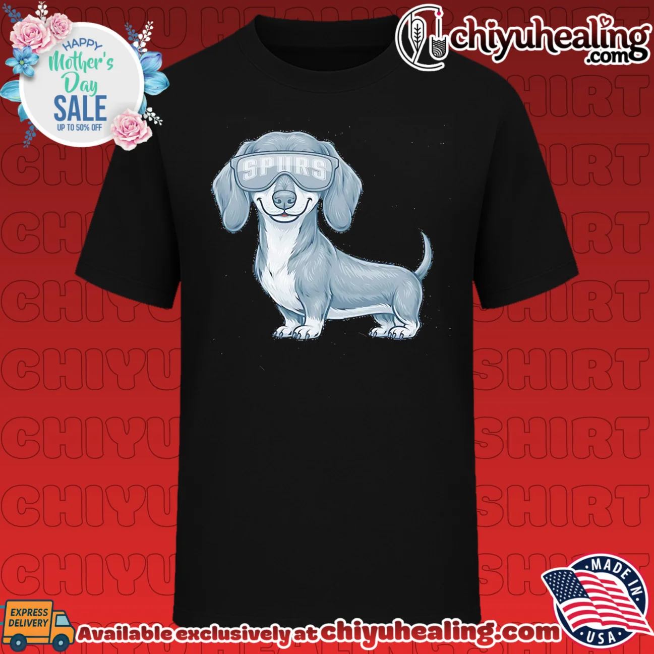 San Antonio Spurs Dachshund Dog cartoon