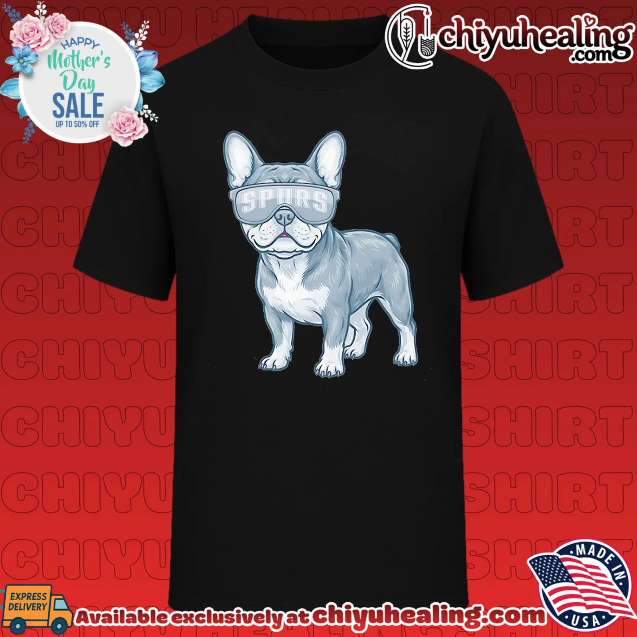 San Antonio Spurs French Bulldog cartoon