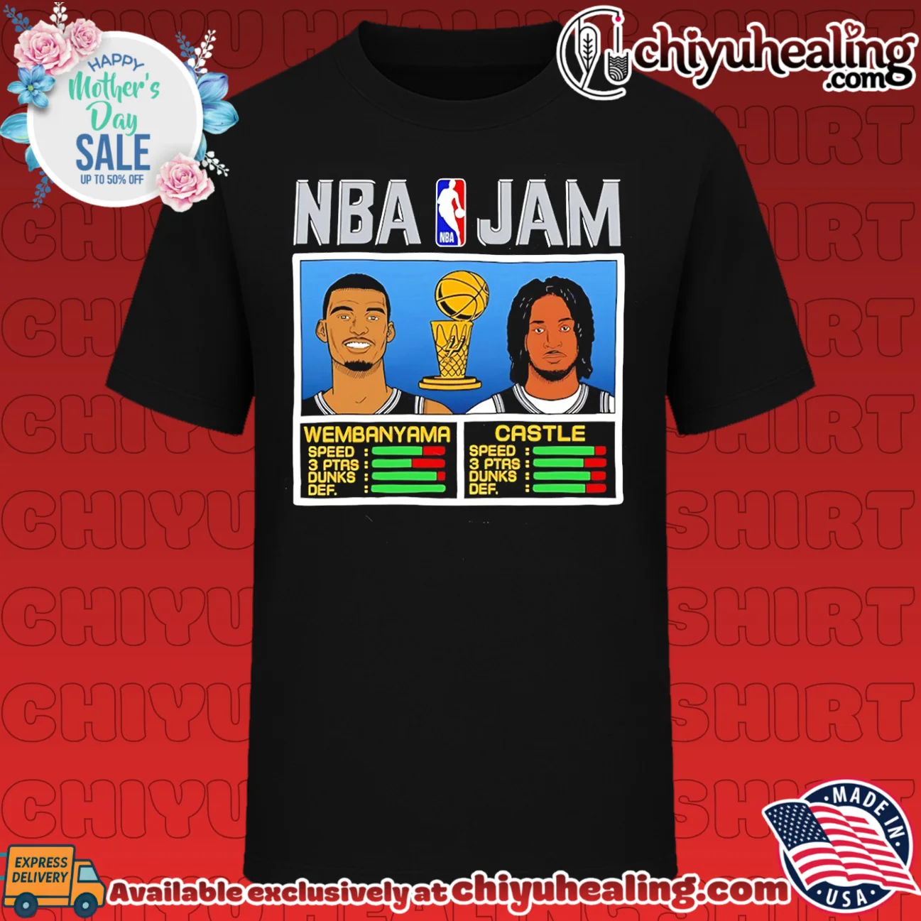 San Antonio Spurs NBA Jam Wembanyama and Castle graphic shirt