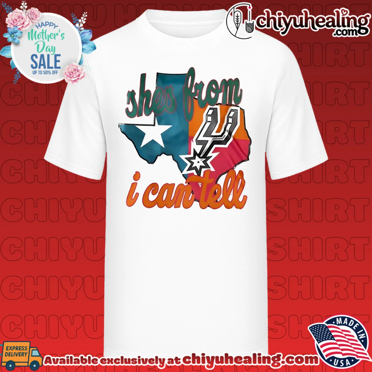 San Antonio Spurs shes from Texas i can tell Texas map shirt