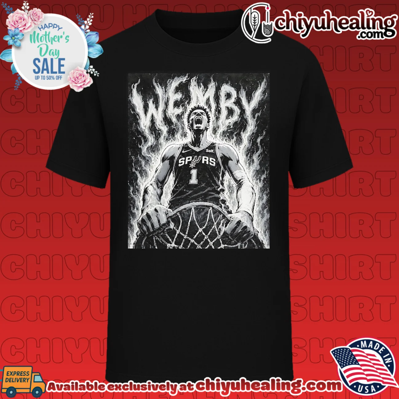 San Antonio Spurs Wemby Victor Wembanyama manga style graphic