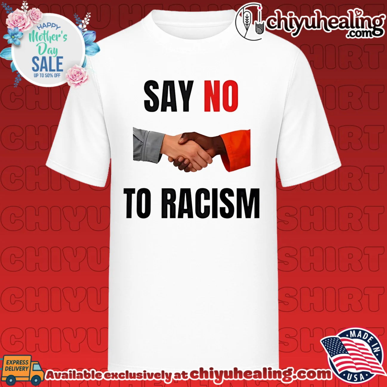 Say no to racism black hand and white hand shirt