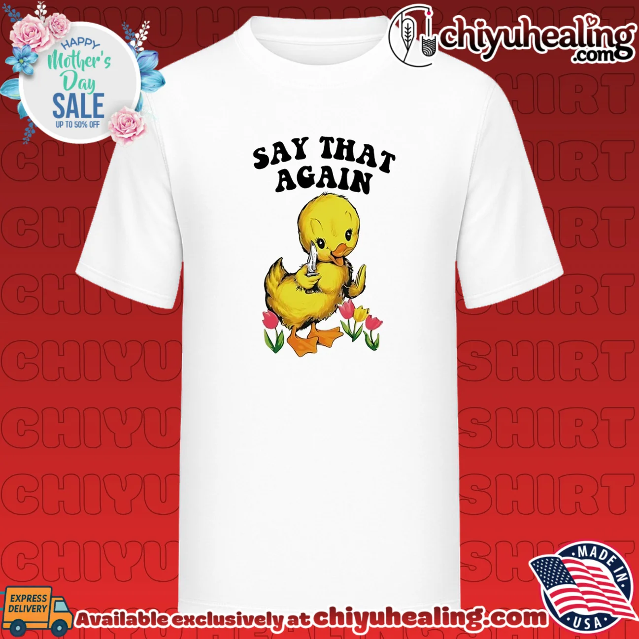 Say that again cartoon duck holding knife