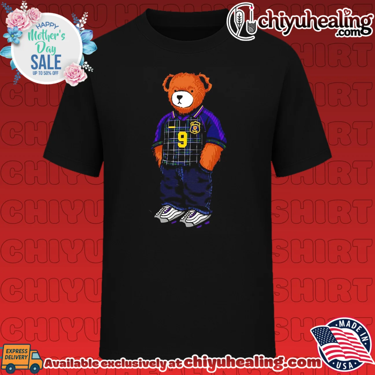Scotland '96 Polo Bear Soccer Jersey Tartan shirt & hoodie