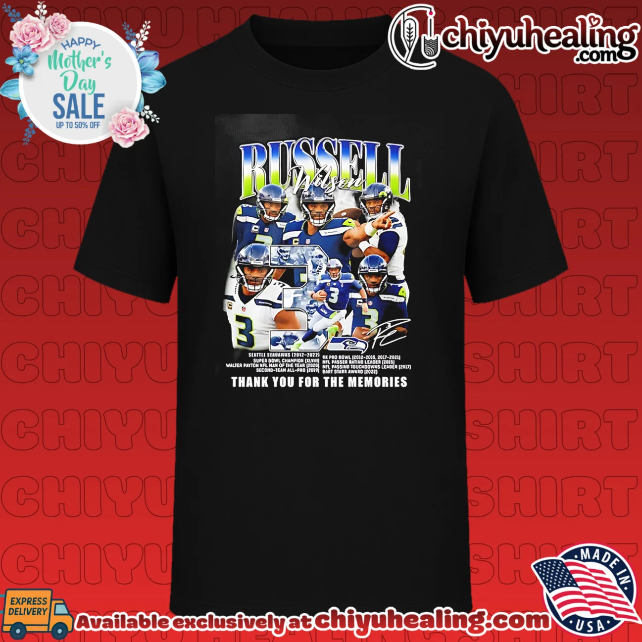 Seattle Seahawks NFL Russel Wilson thank you for the memories number 3 shirt