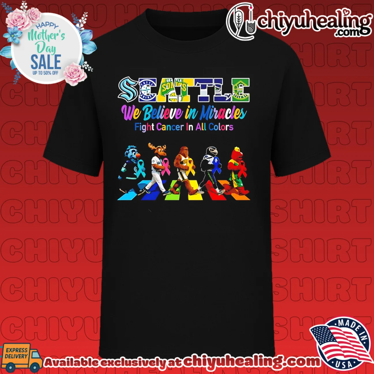 Seattle Sports We believe in Miracles fight cancer on all color abbey road