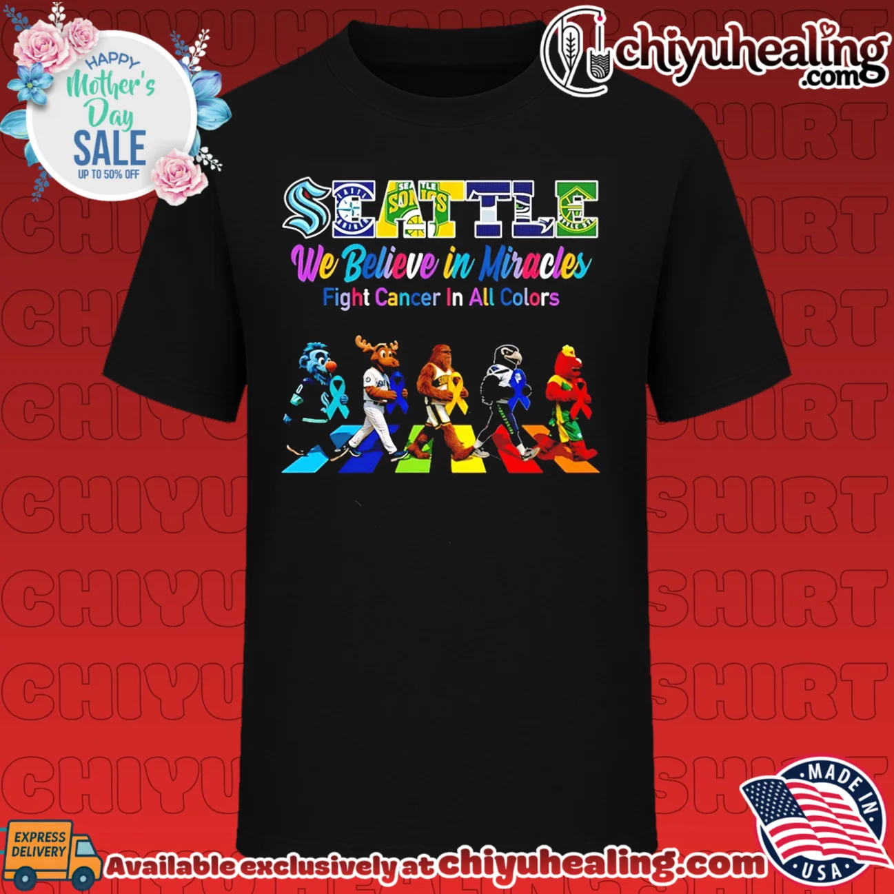 Seattle Sports We believe in Miracles fight cancer on all colors abbey road