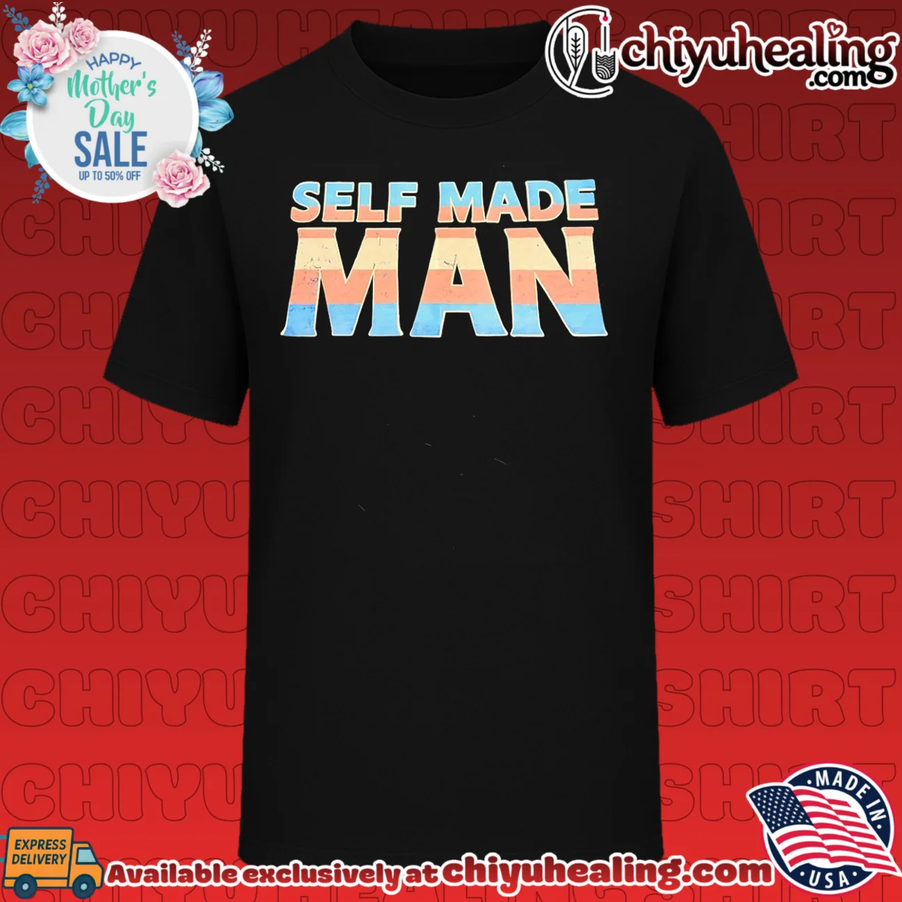 Self made man pride flag shirt