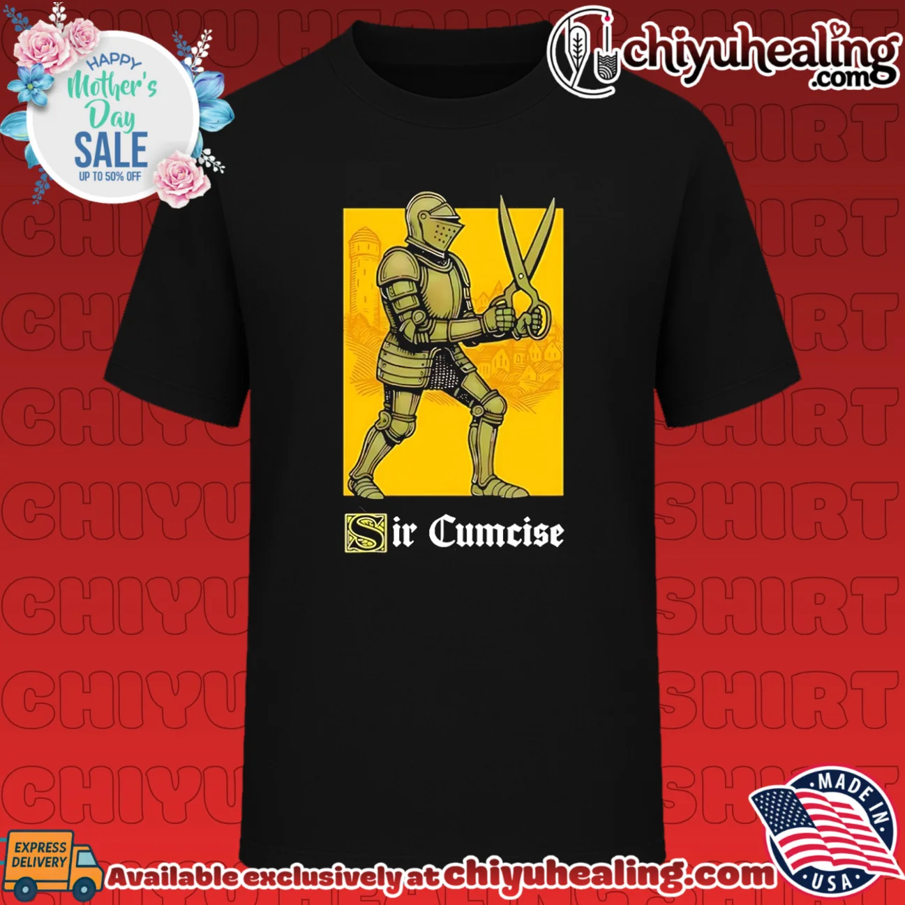 Sir Cumcise Knight with Scissors pun medieval humor shirt & hoodie