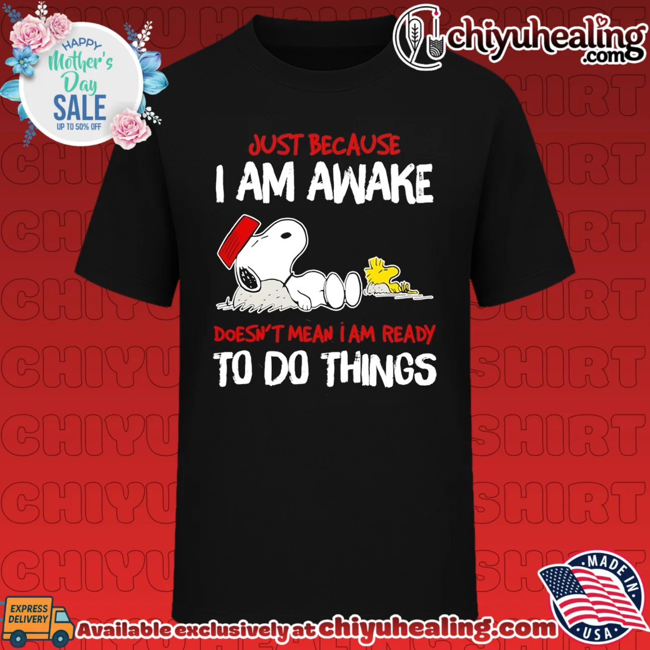 Snoopy and Woodstock Just Because I Am Awake Does Not Mean I Am Ready to Do Things