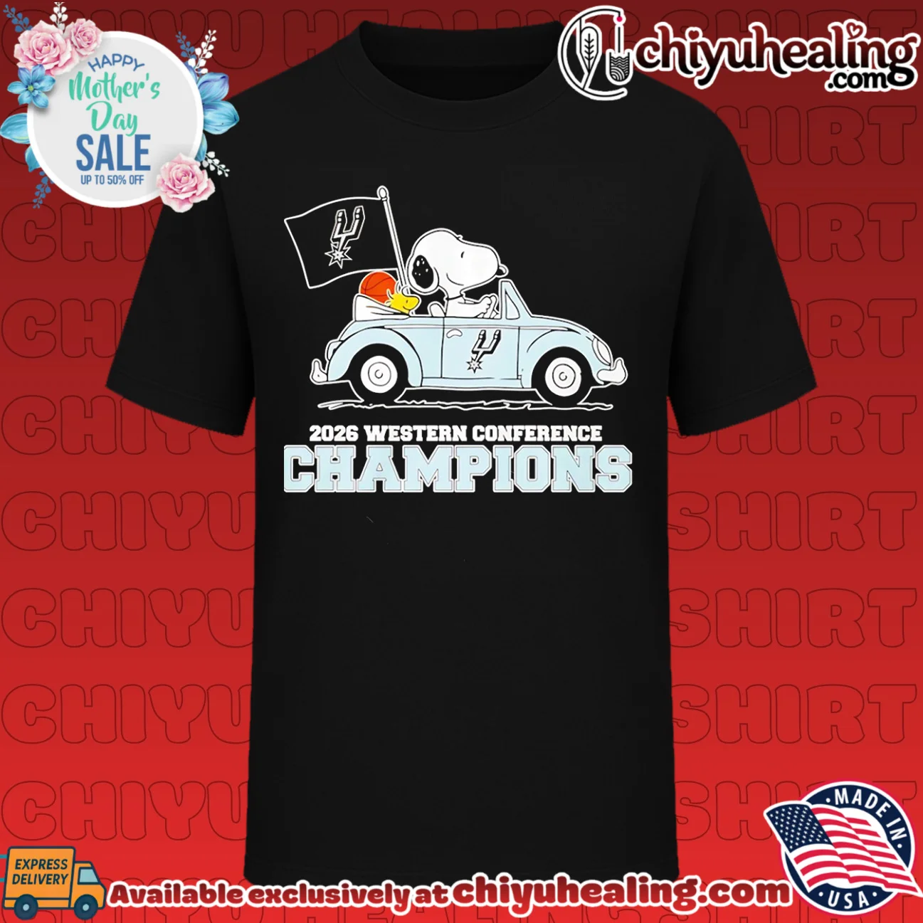 Snoopy driver San Antonio Spurs 2026 Western Conference Champions flag shirt