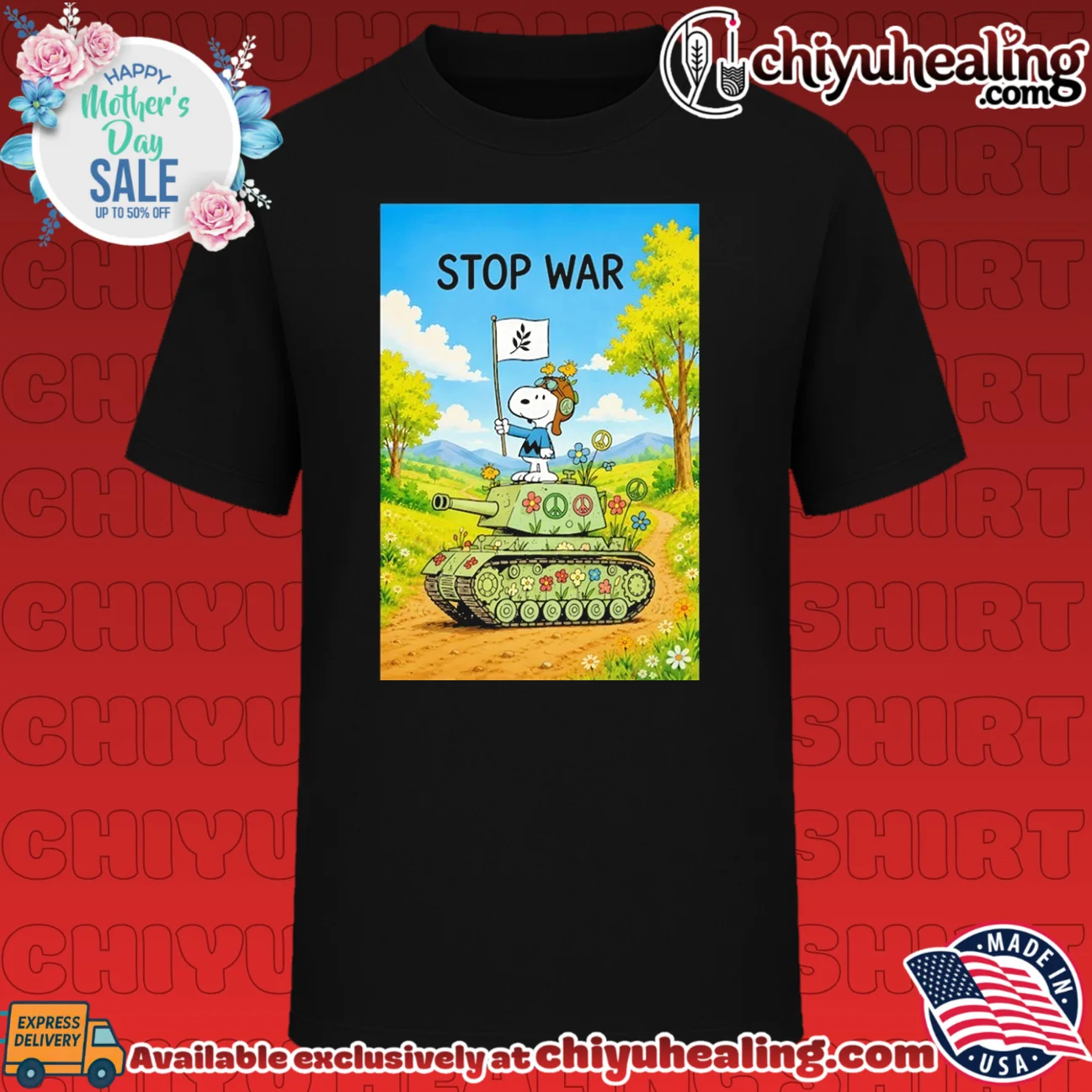 Snoopy Stop War Peace Tank Peanuts Anti-War