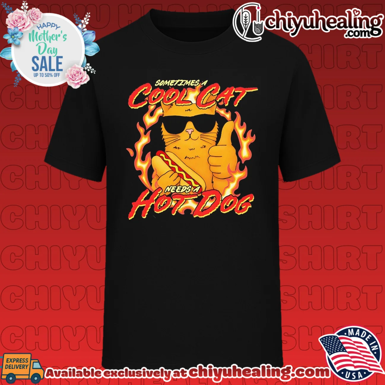 Sometime a cool cat needs a hot dog graphic