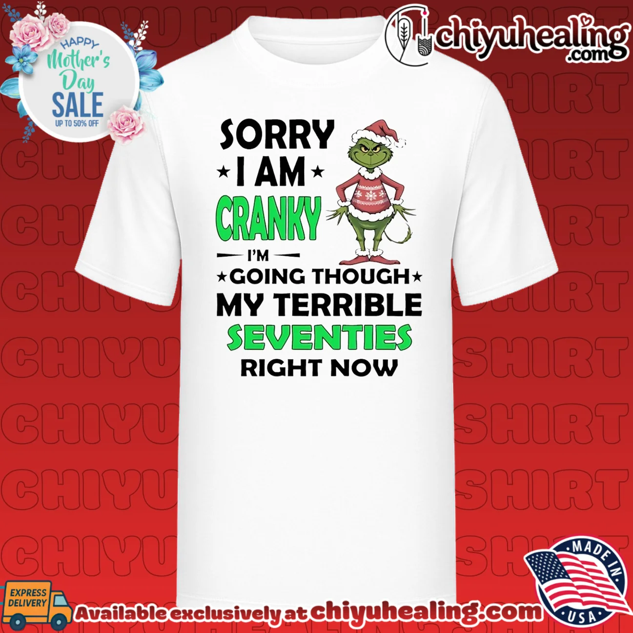 Sorry I am cranky I'm going through my terrible seventies right now Grinch shirt & hoodie