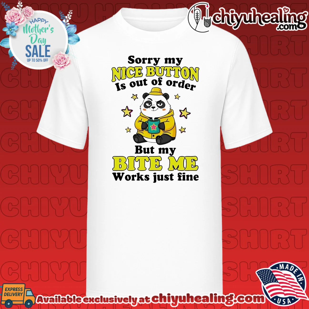 Sorry my nice button is out of order but my bite me works just fine cartoon panda
