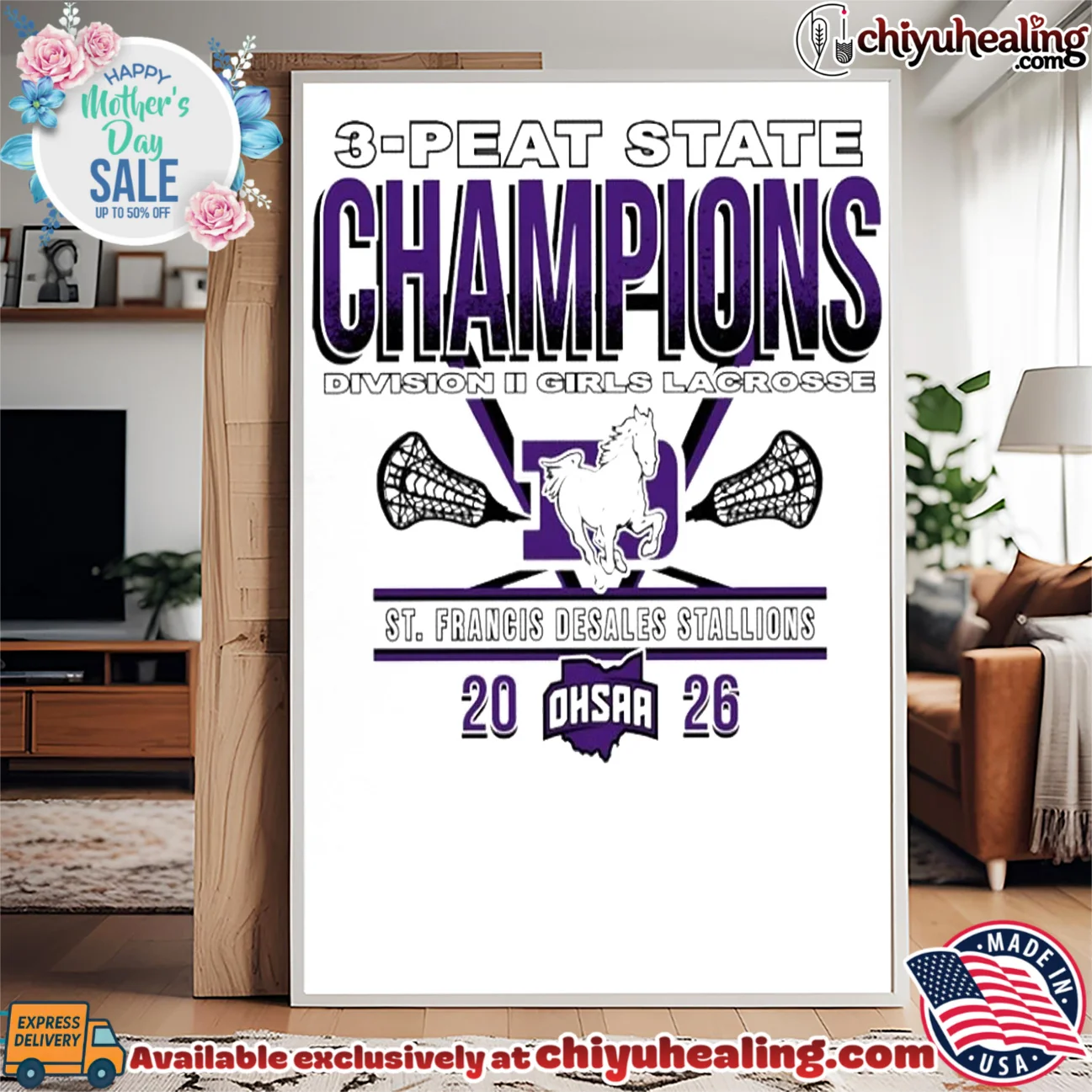 St Francis DeSales Stallions 2026 OHSAA Girls Lacrosse D2 3-Peat State Champions shirt epic shirt & hoodie - Ultimate Tribute Merch St Francis DeSales Stallions 2026 OHSAA Girls Lacrosse D2 3-Peat State Champions shirt
