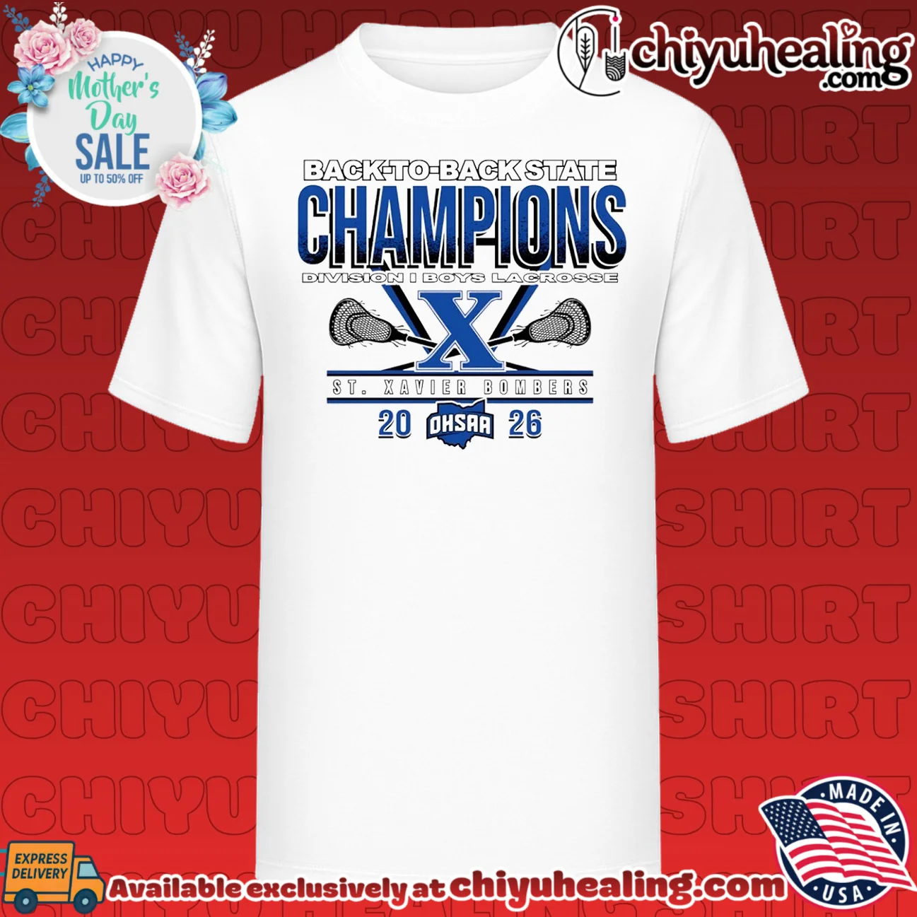 St Xavier Bombers 2026 OHSAA Boys Lacrosse D1 Back-To-Back State Champions shirt