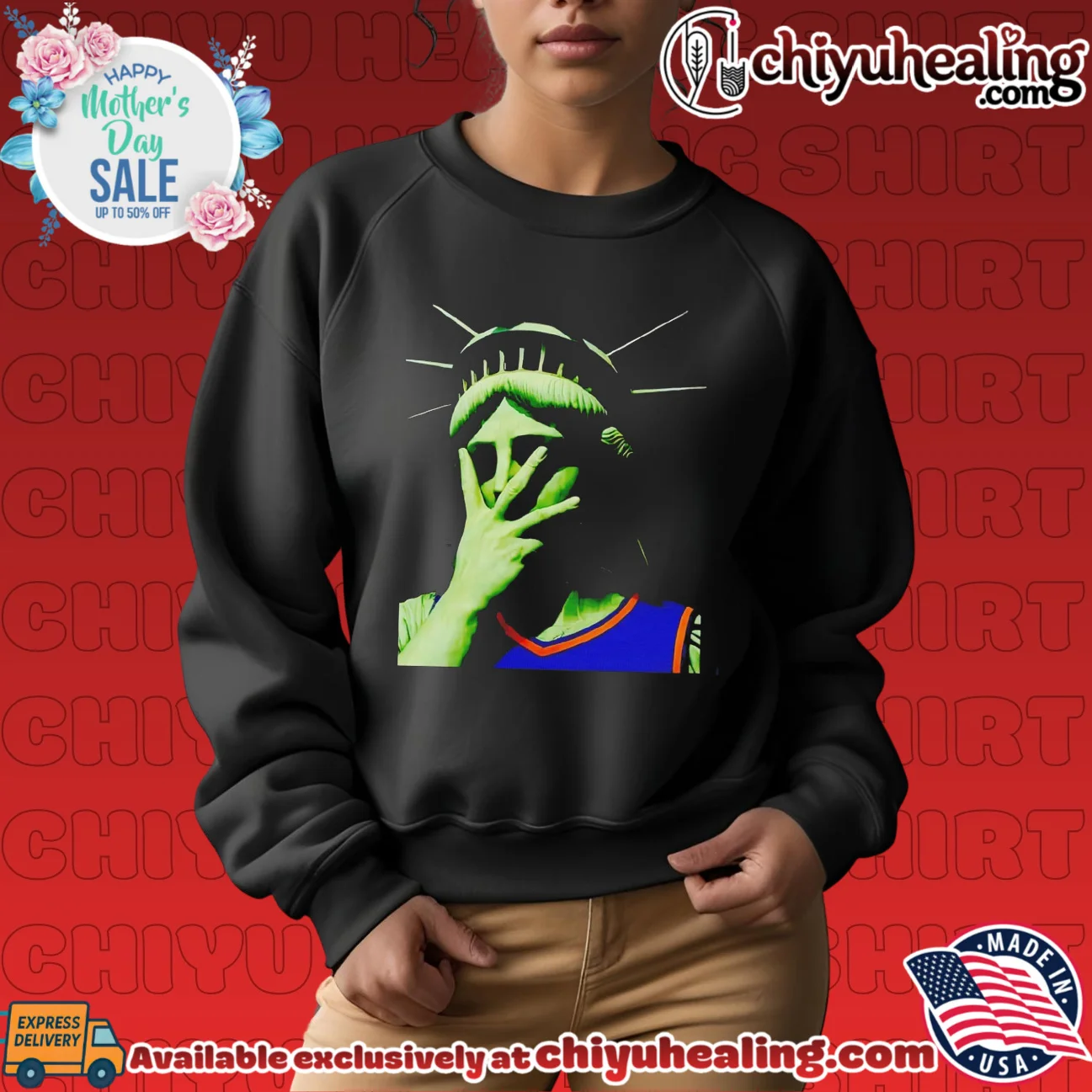 Statue of Liberty wearing New York Knicks jersey doing facepalm vintage shirt & hoodie - Everyday Fit Statue of Liberty wearing New York Knicks jersey doing facepalm