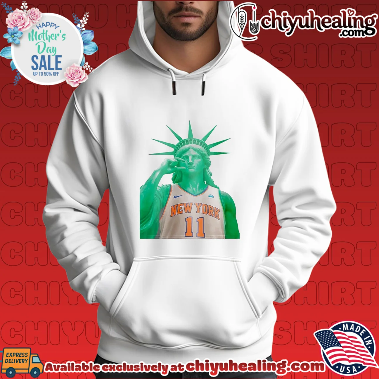 Statue of Liberty wearing NY Knicks jersey too small hand gesture shirt & hoodie Statue of Liberty wearing NY Knicks jersey too small hand gesture shirt & hoodie